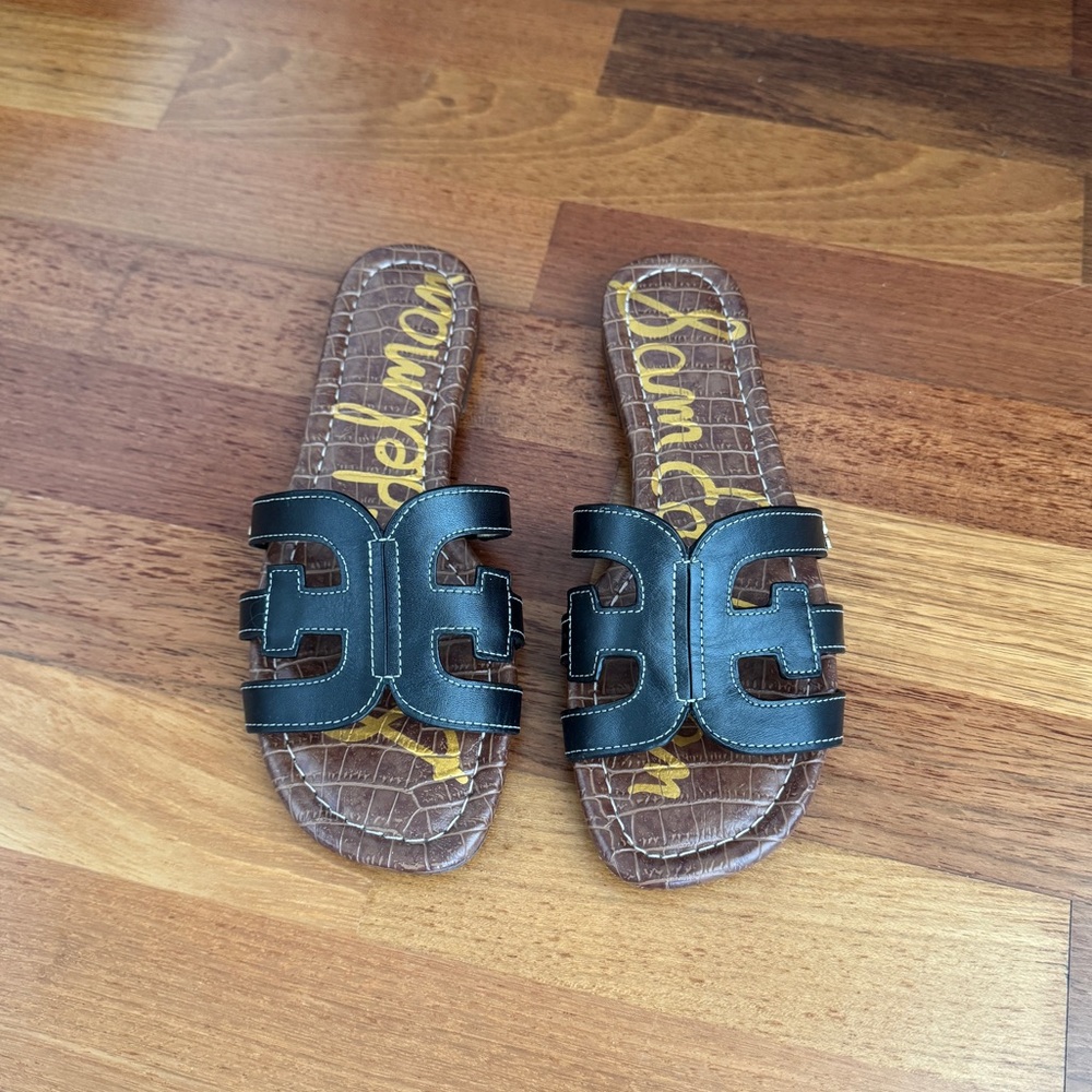 Sam Edelman Black and Brown Slide Sandals